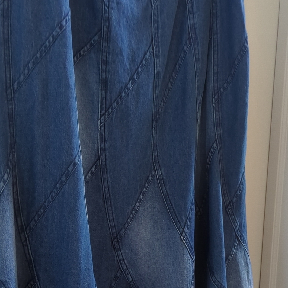 New Studio West Indigo Patchwork Midi Denim Jean … - image 5